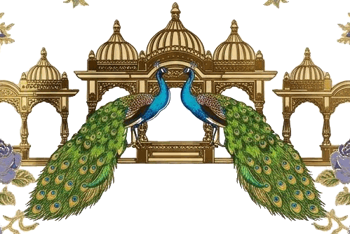 Peacocks on a golden mandap